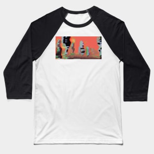 PAN FRIED - Glitch Art Abstract Baseball T-Shirt